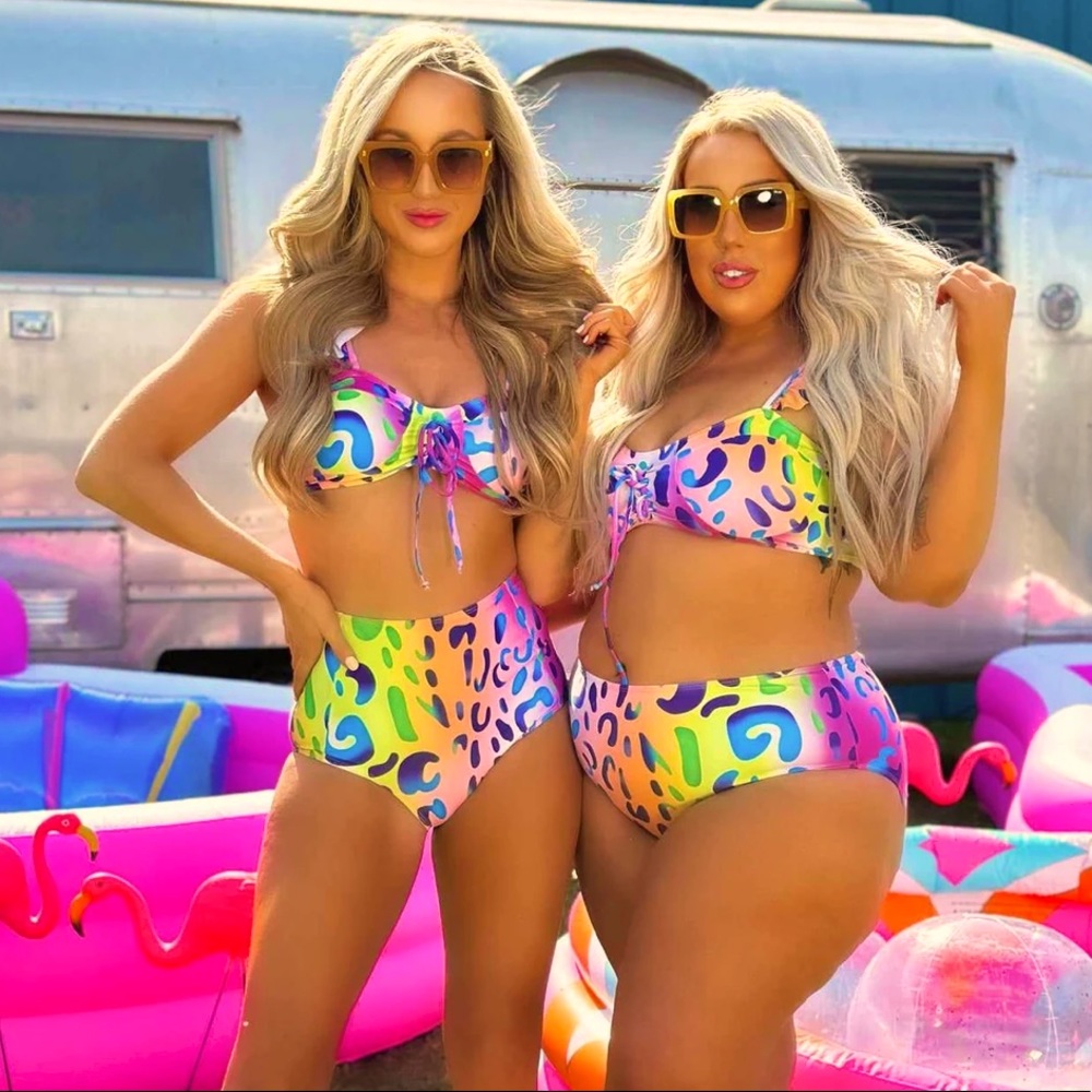 NEW WITH TAGS!! SOLD OUT LISA LEOPARD PRINT HIGH WAISTED BIKINI BOTTOMS